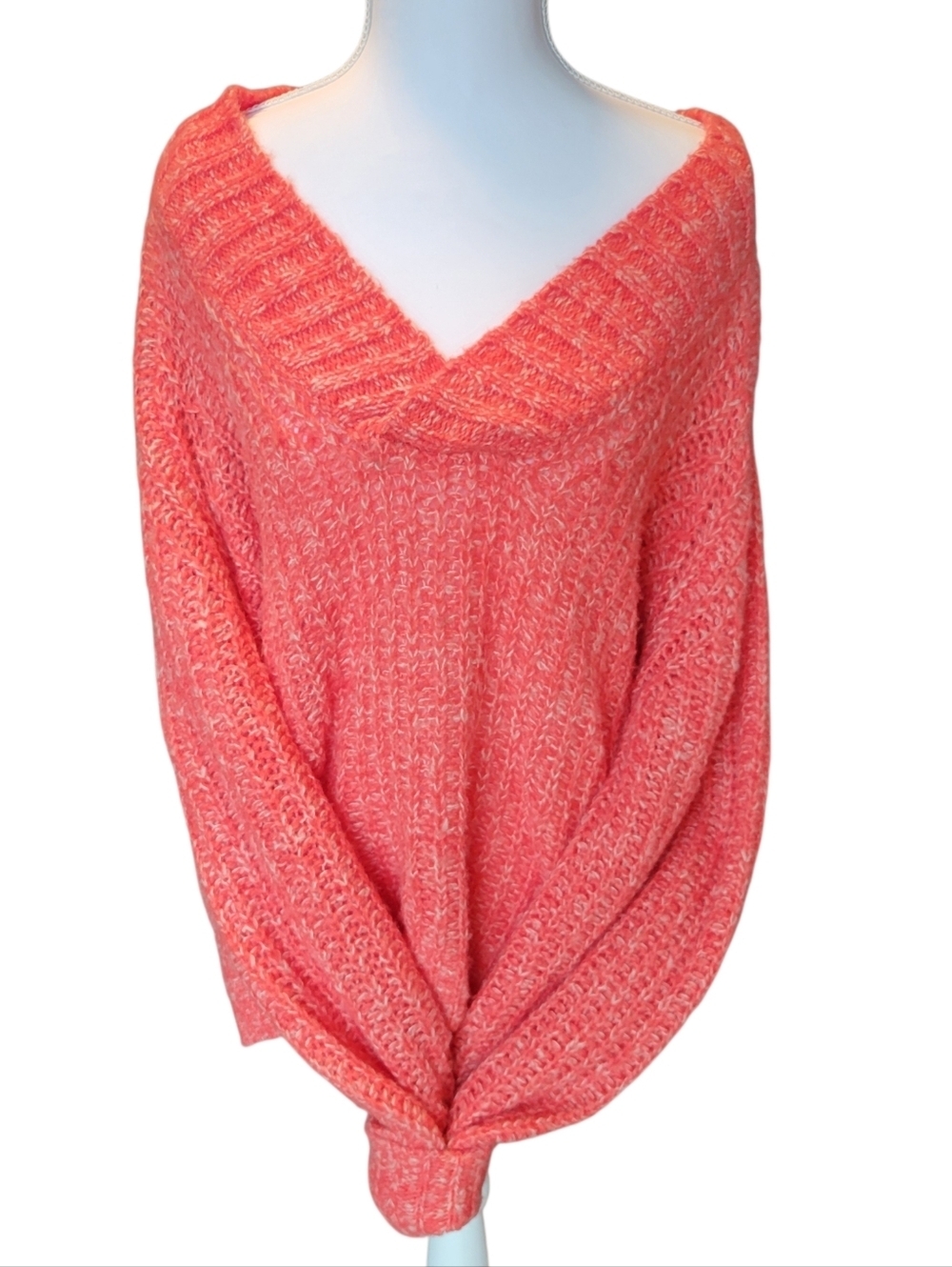 Anthropologie Red Wool Blend Knit Vneck Sweater